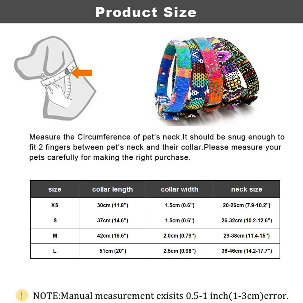 1 шт. ошейник для собак крепкий прочный двойной холщовый ошейник для питомца Регулируемый богемный стиль с принтом для Шиба ину Хаски пуделя Papillon