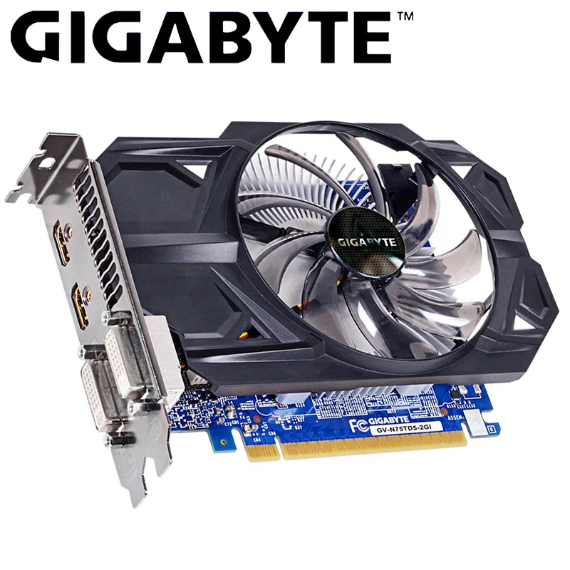 Видеокарта GIGABYTE GTX 750 Ti с видеокартой NVIDIA GeForce gtx 750 ti GPU 2 ГБ GDDR5 128 бит для ПК Hdmi Dvi Видеокарта б/у карты VGA