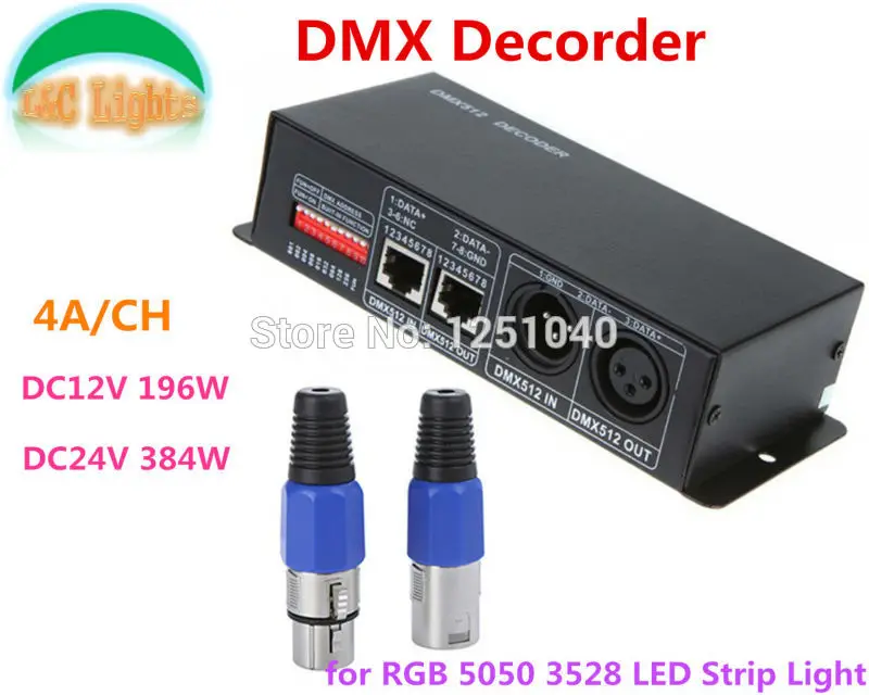 DC 12V 24V 4 канала DMX декодер светодиодный контроллер для RGB 5050 3528 Светодиодный