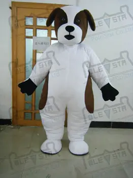 

quality white fur dog mascot costumes cartoon spot puppy mascot design