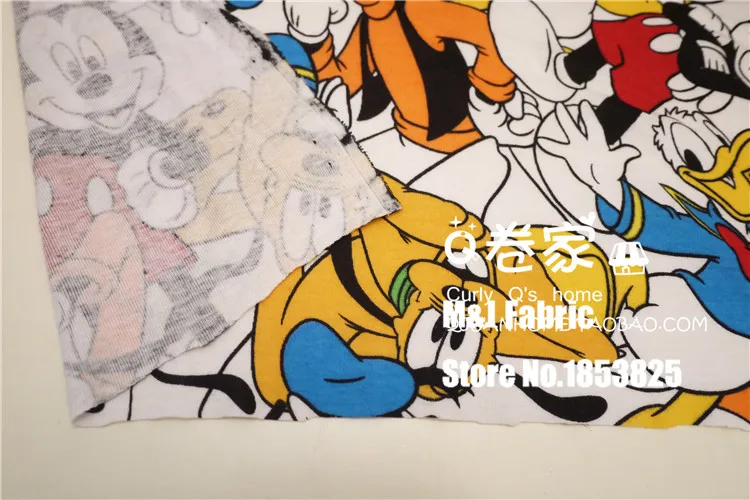 50*160cm mickey Elasticity cotton fabric For Sewing Fat Patchwork baby boy shirt pajamas Cloth Kid
