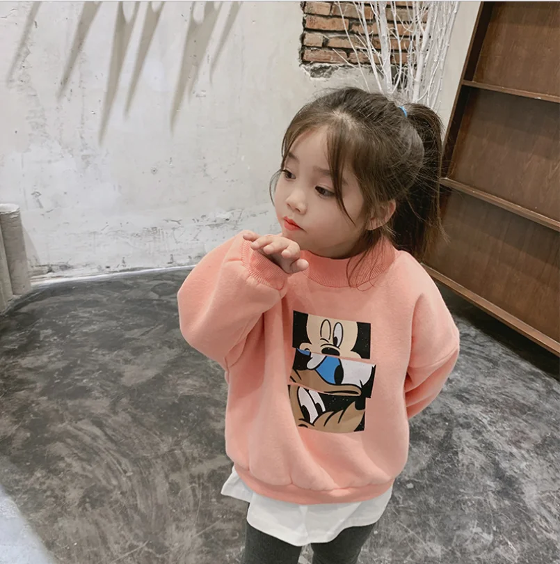 Новая стильная плотная футболка с мышкой для мальчиков и девочек, зимняя модная детская одежда, свитер для маленьких девочек, От 2 до 7 лет