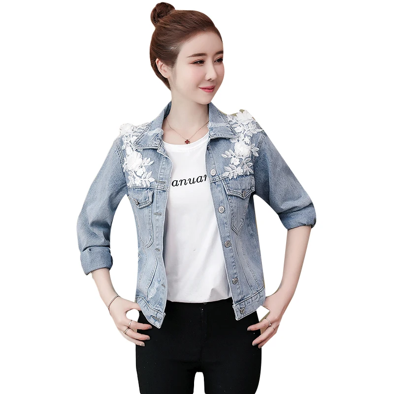 Новинка 2019 XL-5XL большие размеры весна-осень женская джинсовая куртка Женская