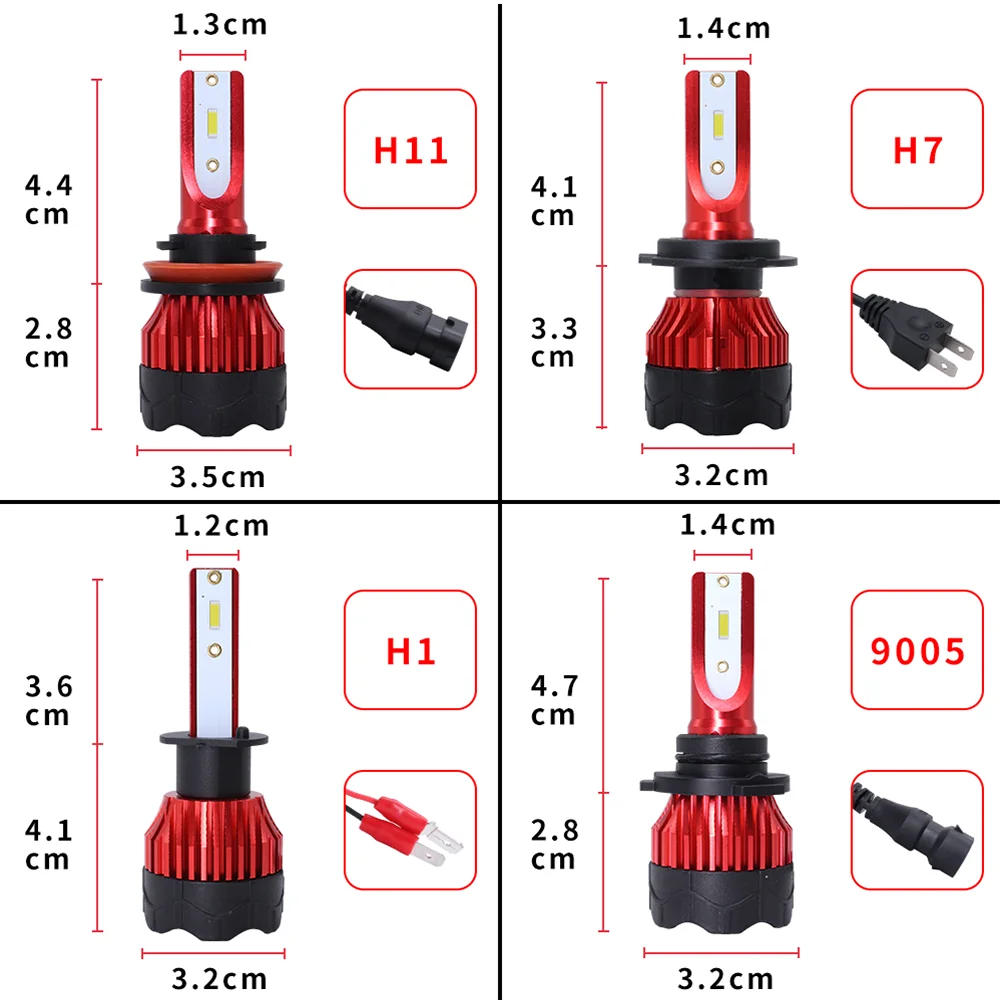 1Set H3 LED H8 Auto Car Headlight 9005 9006 H4 H13 H7 880 H27 9004 9007 H11 881 LED H1 K5 55W 6000LM 6000K Automobile Bulb led car lights led lights led bulbs led headlights led car headlights car headlamps