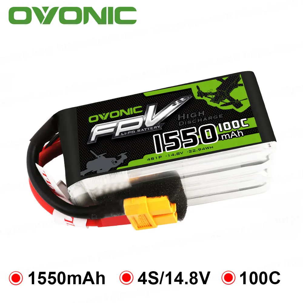 OVONIC-1550mAh-4S-100C-Max-200C-14-8V-Lipo-Battery-XT60-Plug-FPV-Racing-Drone-Quadcopter