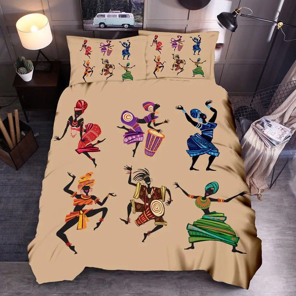 African Dance Celebration Bed Cover Ancient Culture Woman Microfiber Soft Bedding Set Pillowcase Full Queen King Double | Дом и сад