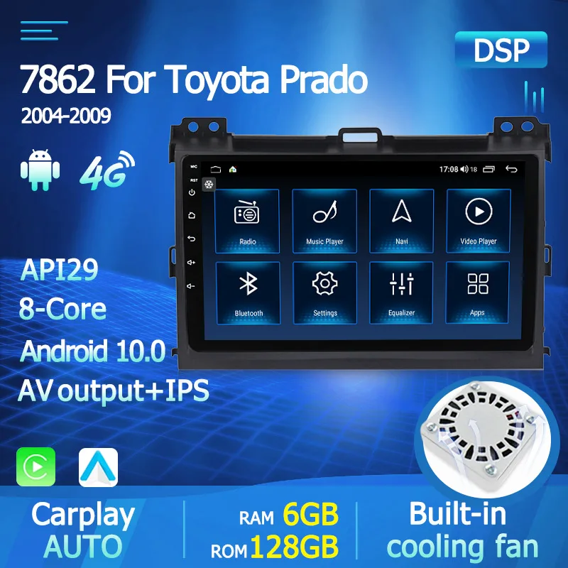 Автомагнитола 2 din 6 ГБ ОЗУ Android 10 0 для Toyota Land Cruiser Prado 120 2004-2009 автомагнитола с Wi-Fi