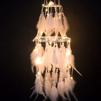 

Romantic 15cm Dearm Catcher Flower LED Night Light for Girl Room Bedroom Hanging Feather Decor Xmas Gift Drop Shipping Sale