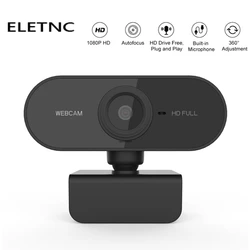 Mini câmera webcam full hd 1080p com microfone, usb plug and play, web cam, chamada de vídeo para pc, mac, laptop, desktop, gamer, webcast