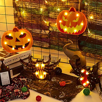 

Cute LED Pumpkin Skull Night Lights Halloween Decorative Wall Table Lamp Cartoon Design Home Birthday Decor For Kids Lighting