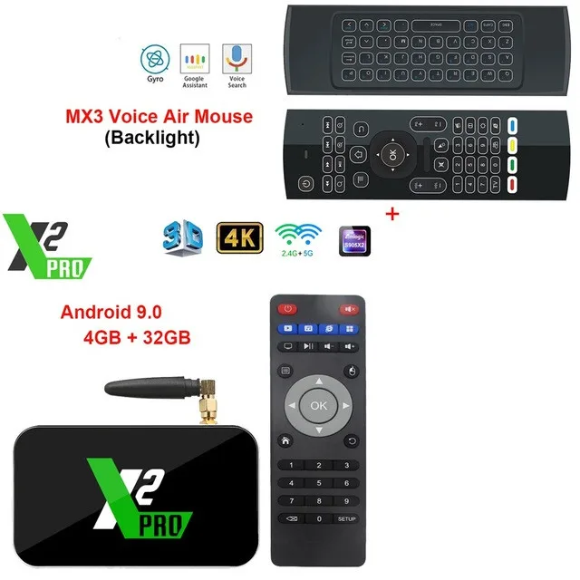 X2 Cube 2GB Android 9,0 Smart tv Box 4K HD медиаплеер Amlogic S905X2 X2 Pro 4GB DDR4 32GB телеприставка Ugoos tv box VS AM6/3 - Цвет: x2 Pro EN MX3L Mic