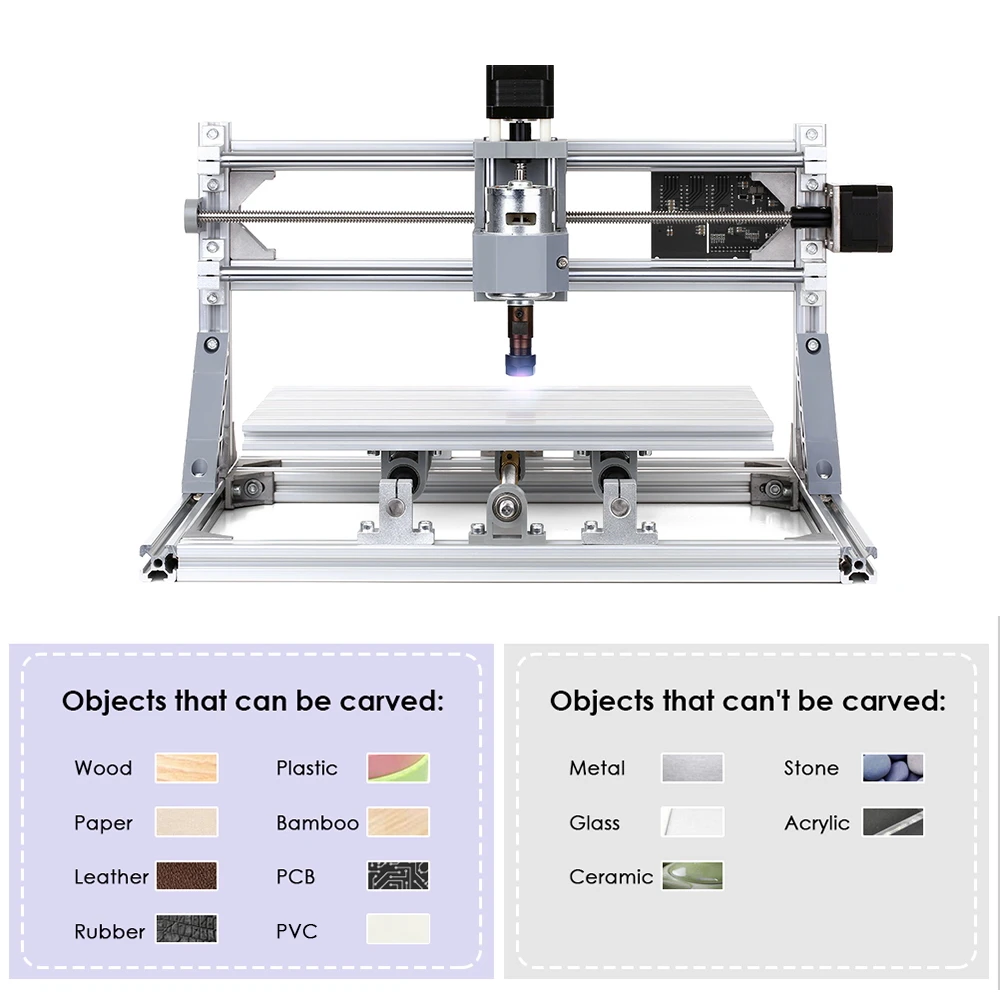 Фрезерный станок с ЧПУ, комплект 2в1, мини лазерный гравировальный станок GRBL, фрезерный гравировальный станок с ER11 цангой и защитными стеклами