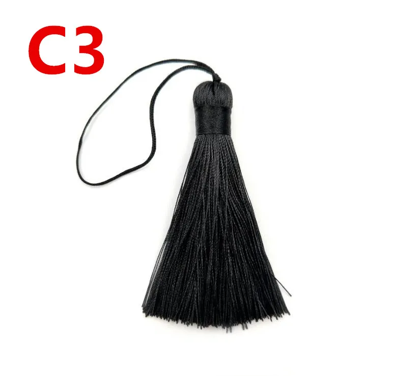 03 Black 2 шт. 8 см шелковая кисточка бахрома щетка для занавесок DIY ремесло кисточки отделка серьги Кулон Ювелирные изделия Поиск DIY свадебный домашний декор аксессуар - Цвет: 03 Black