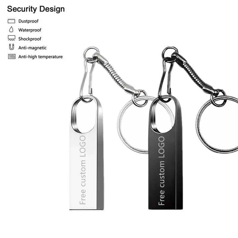 Usb Flash Drive Usb 2.0 Metal Keychain Pendrive 128GB 64GB 32GB 16GB 8GB 4GB Usb Memory Stick Pen Drive Free Custom LOGO