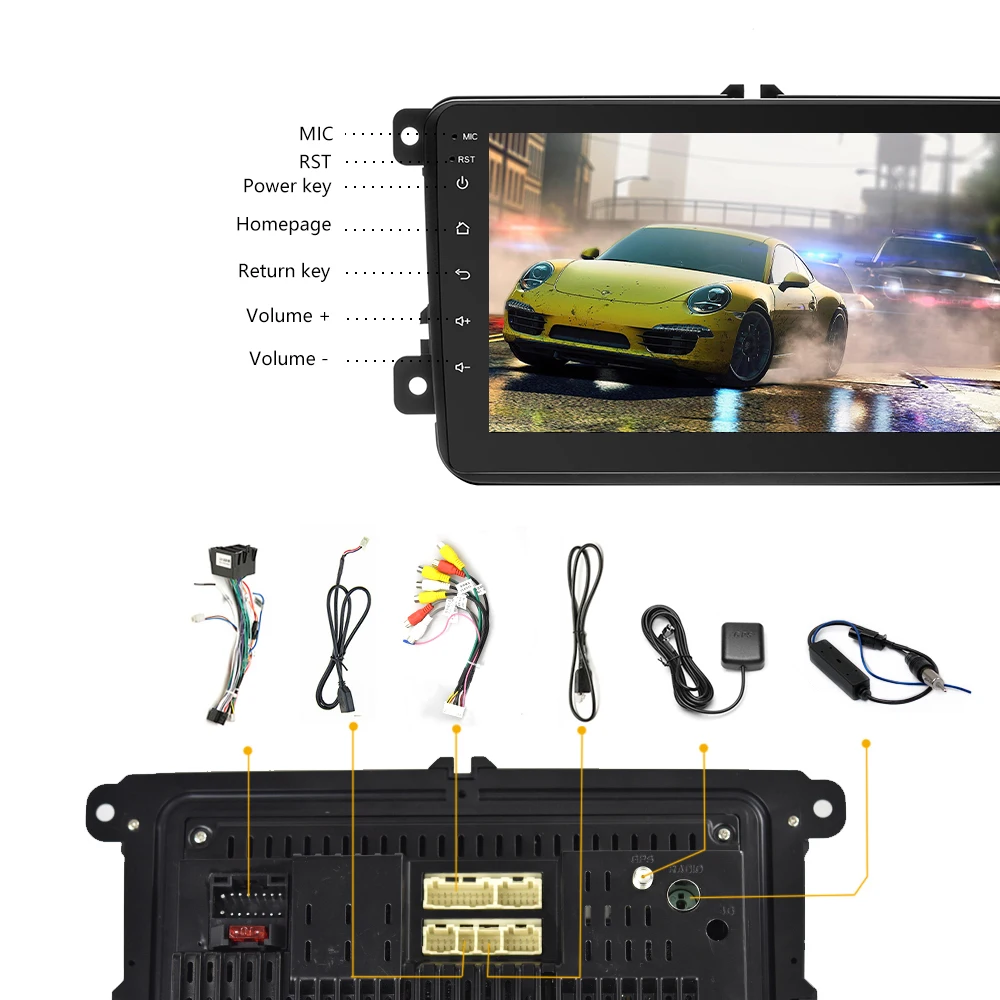 Hikity " HD Авторадио 2din Android 8,1 gps Bluetooth навигация автомагнитолы FM приемник MP5 плеер для VW GOLF POLO 5 6 PASSAT Caddy