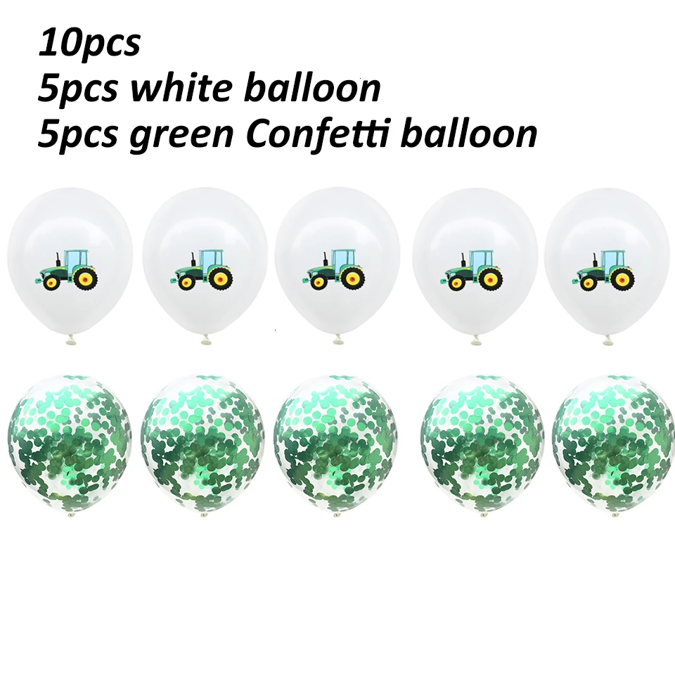 white confetti 1 компл. Ферма тема строительный автомобиль с днем рождения баннер грузовик экскаватор трактор торт Топпер вечерние украшения день рождения шар - Цвет: white confetti