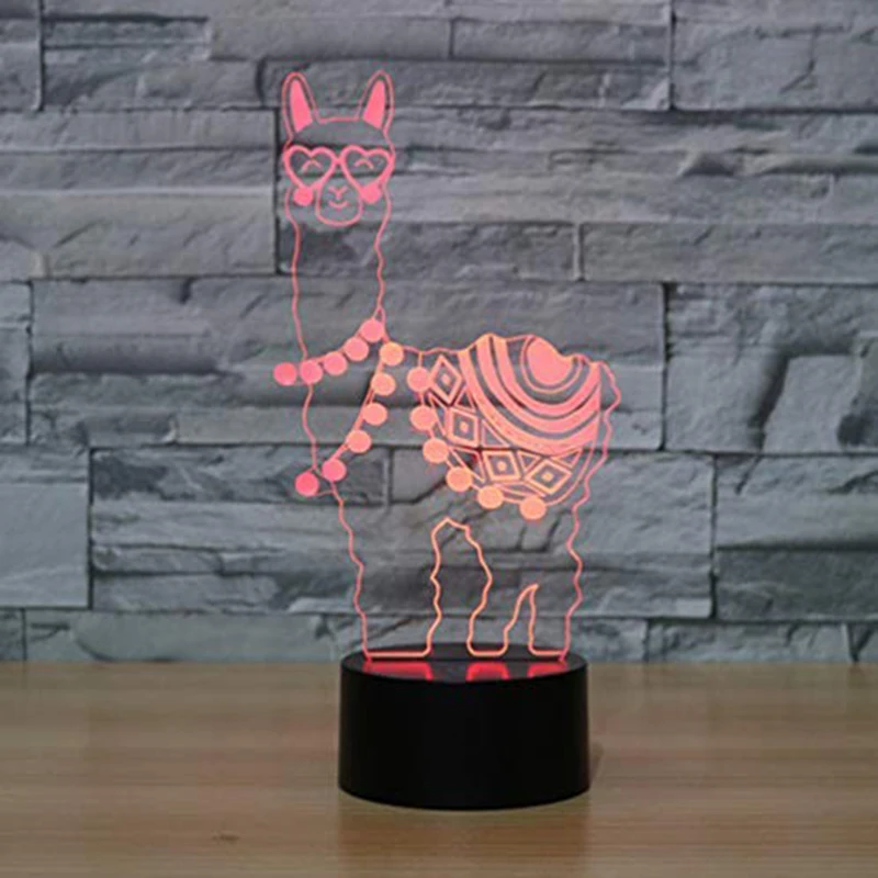 

3D Illusion Lamps LED Alpaca Llama Night Lights USB 7 Colors Sensor Desk Lamp for Kids Birthday Gifts Home Decoration