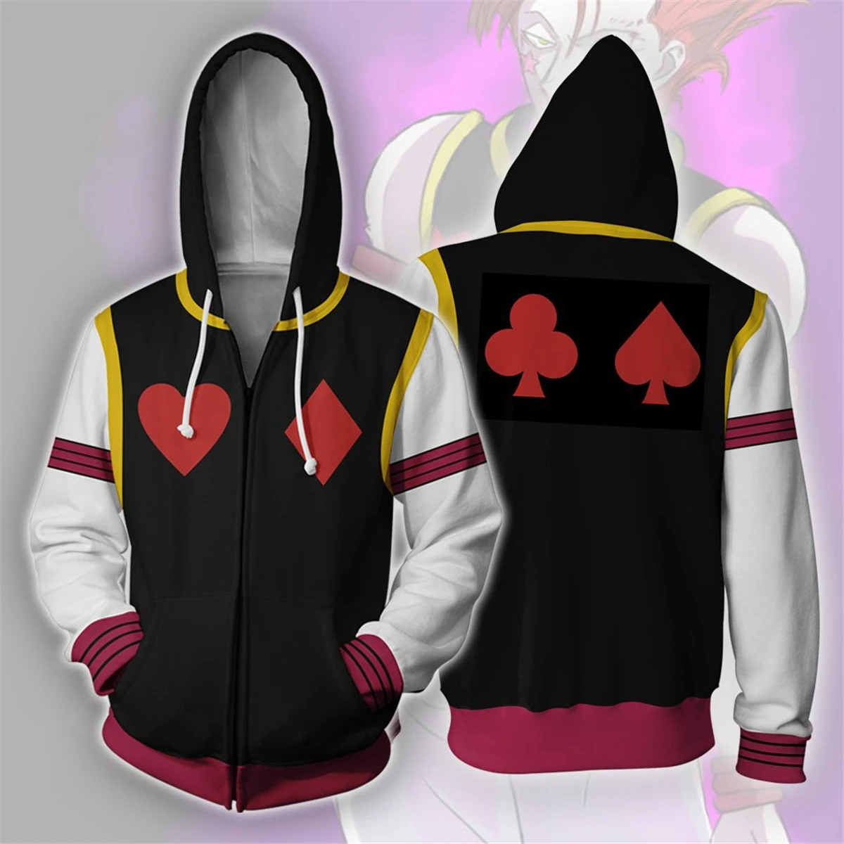 

Anime Hunter X Hunter Hisoka Zipper Jacket Cosplay 3D Print Hoodie Costume Japanese Cartoon Tops Halloween