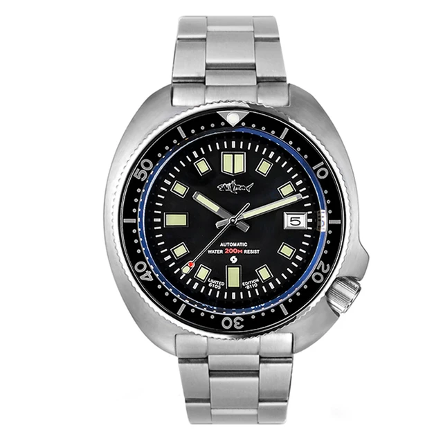 $US $149.00 HEIMDALLR Men's Vintage Diving Watch 44mm Black Dial Sapphire NH35A Automatic Movement Mechanical Wristwatch 200M Waterproof