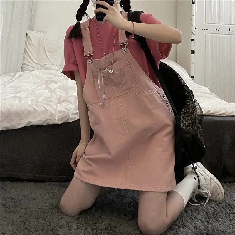 Dresses Women Preppy Style Pink Sweet Girlish Lovely Ripped Button Loose All-match Stylish Adjustable Straps Students Ulzzang floral dress