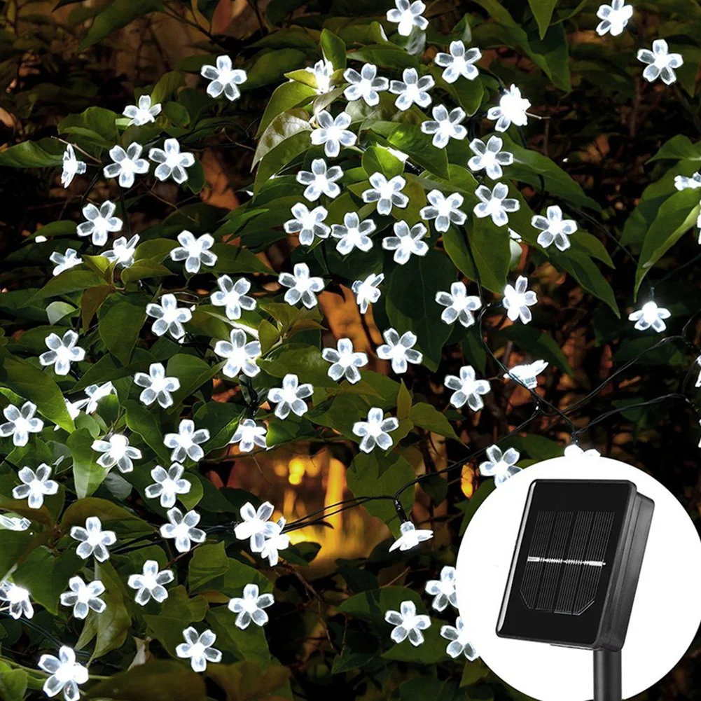 

7m 50heads Led Light String Bright Tree Hanging Sakura Solar Powered Christmas Party Outdoor Garden Pendant Home Decor Fairy