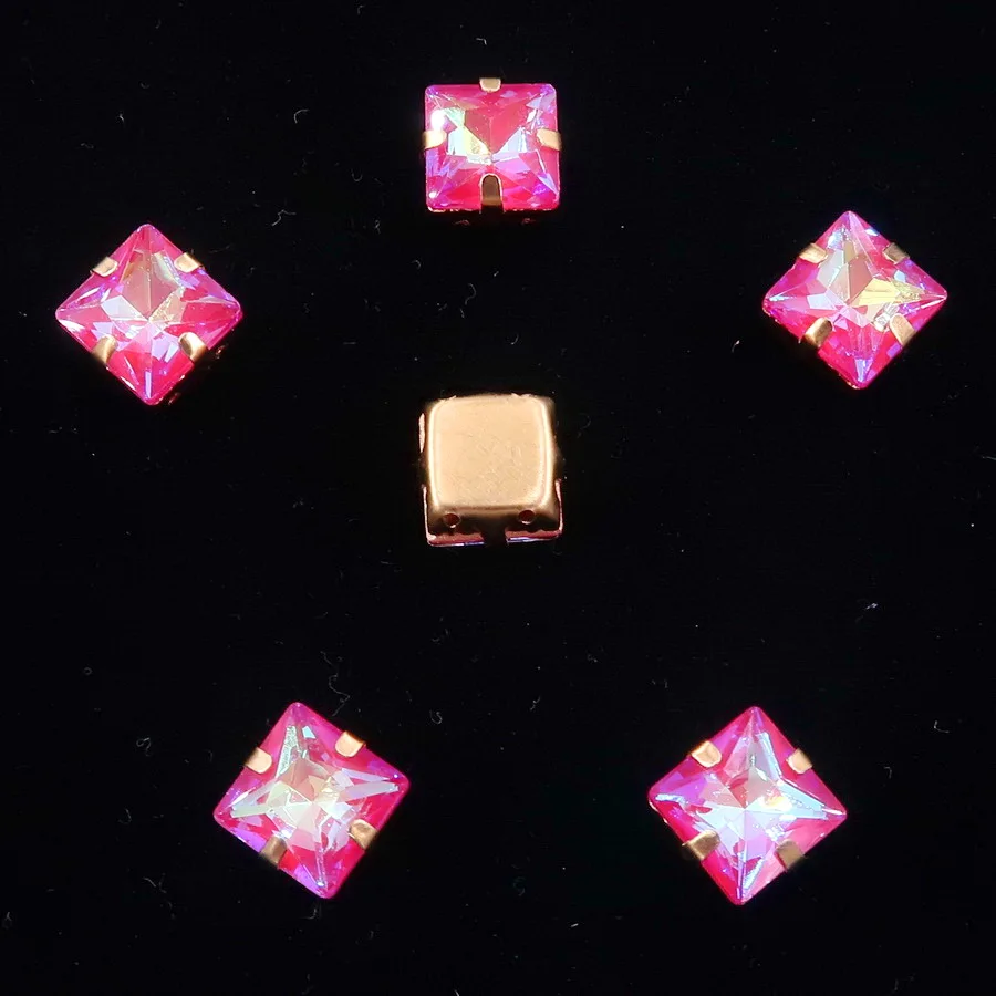 Золотой Коготь 50 шт/уп желе конфеты и AB цвета стекло кристалл 8 мм квадратной формы пришить стразы бисер одежда diy отделка
