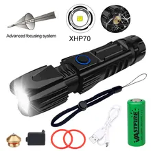 Супер яркий XHP70 светодиодный фонарь XLamp тактический Водонепроницаемый фонарь умный чип управление с нижней атакой конус USB Перезаряжаемый