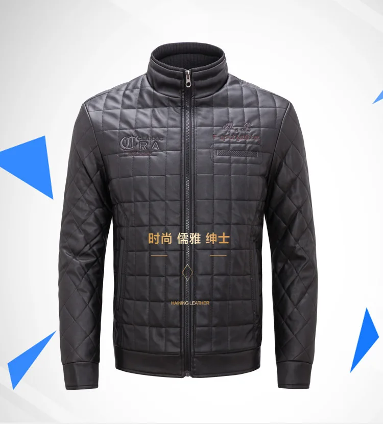 AliExpress мужская куртка из искусственной кожи с воротником-стойкой, стиль, бархатная теплая кожаная куртка с вышивкой для молодых и средних лет