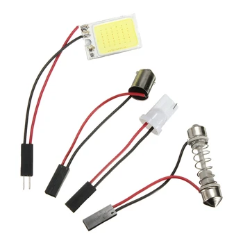 

2X T10 BA9S Car Festoon Dome 1W COB 18 SMD LED Panel Interior Lights Bulbs White