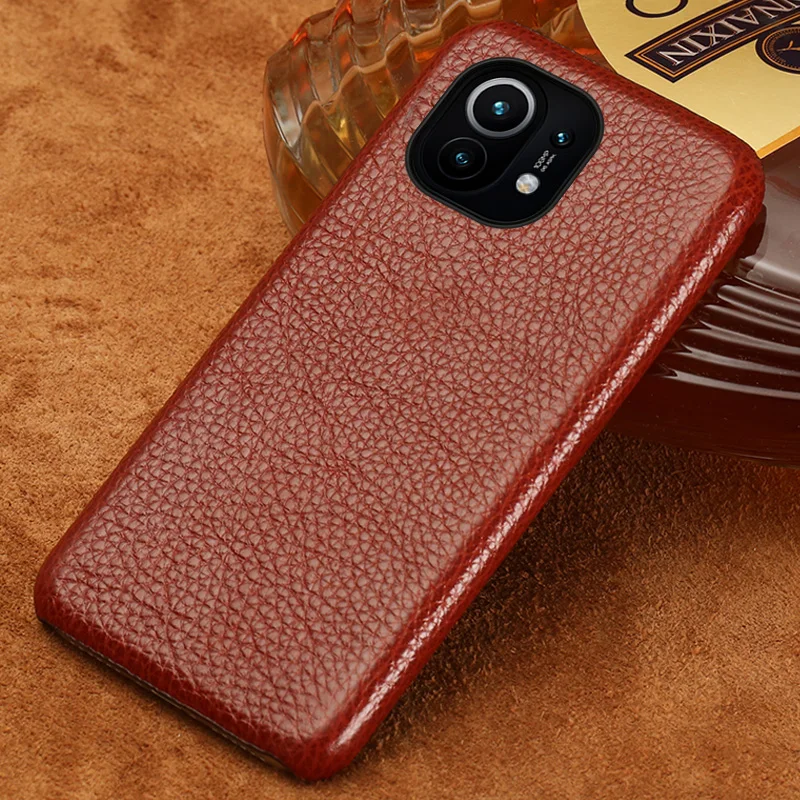 Чехол из натуральной кожи с зернистой текстурой личи для Xiaomi Mi 11 10 9 8 9T 10T Pro Lite A3