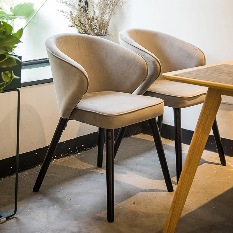 Nordic Dining Chair Simple Home Net Red Wood Stool Back American Table and Chairs Hotel Light Luxury Shell Chair Bar Decor Chair