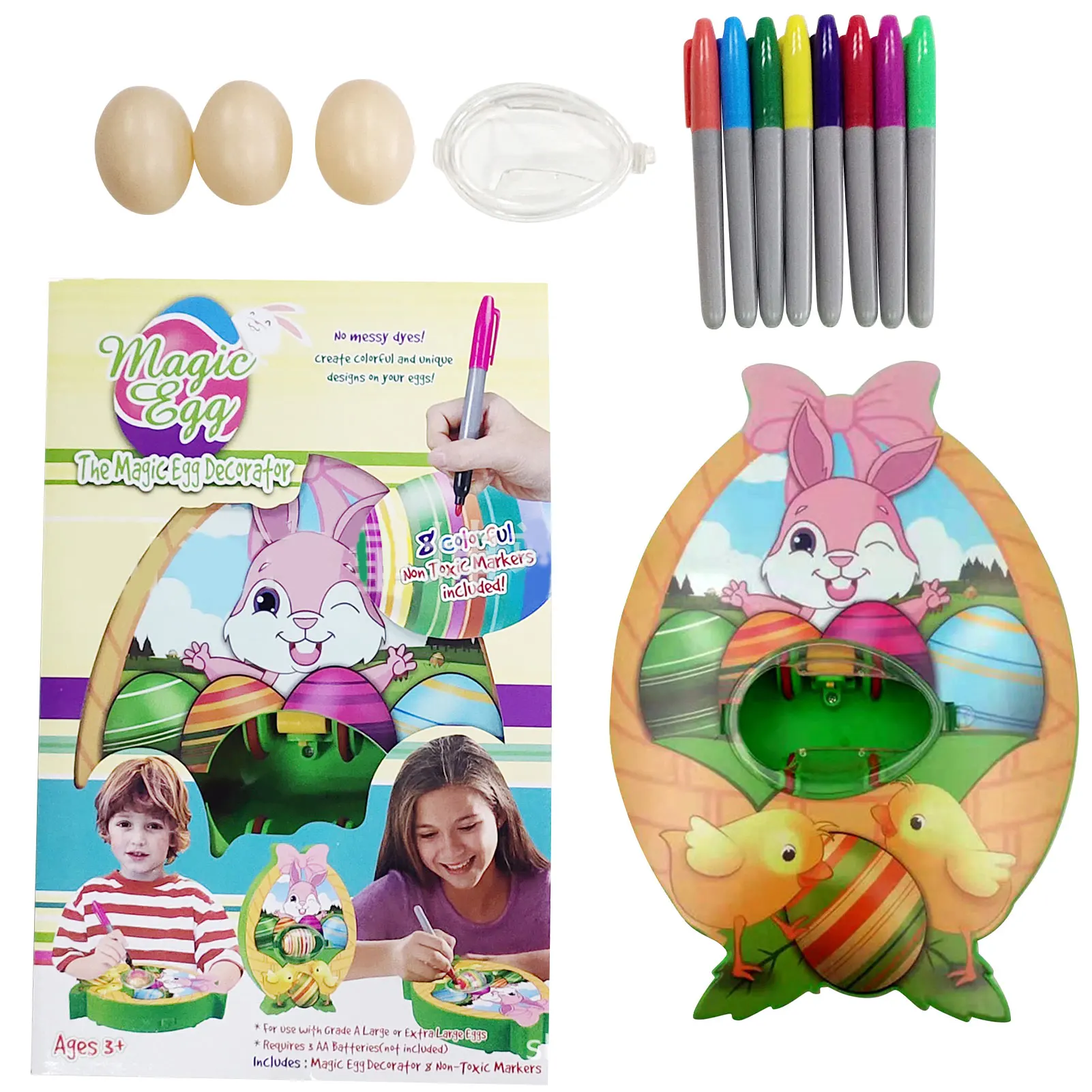 Juego de decoración de huevos de Pascua DIY para niños, máquina de huevo giratorio con accesorios, juguete perfecto para regalo de cumpleaños