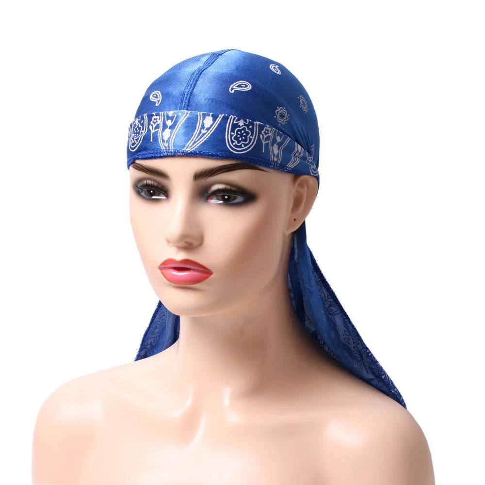 

Men's Durag Print Long Tail Headwrap Fashion Colorful Soft Adjustable Doo Rag Street Dance Turbante