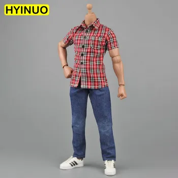 

2 Colors 1/6 Scale Men Plaid Shirt Short Sleeve Shirt Male Plaid Shirt Clothes Clothing Set For 12" Action Figure Male Body Toys