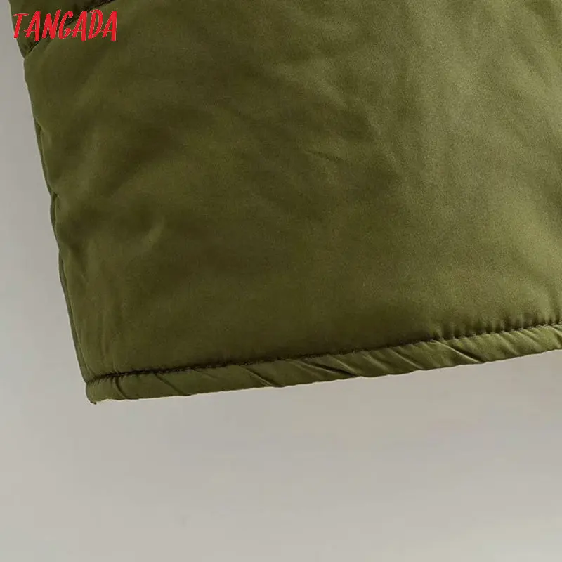 Tangada,, женская зеленая негабаритная длинная куртка с капюшоном, парка на пуговицах, Толстая Женская зимняя теплая куртка с карманами, 2R05