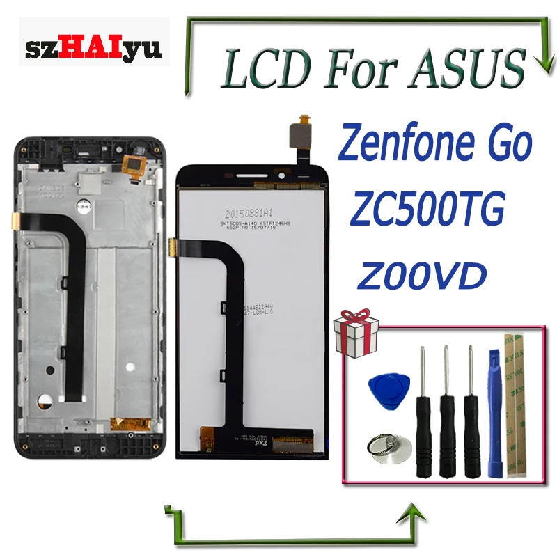 szHAIyu LCD For Asus Zenfone Go ZC500TG Z00VD Display Touch Screen Digitizer Assembly Replacement With frame tools | Мобильные