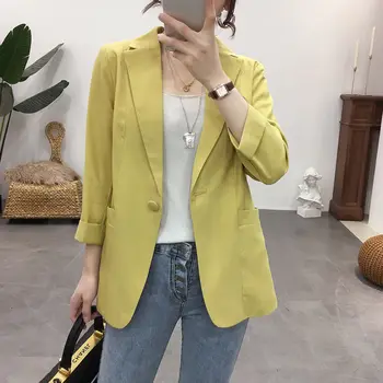 

Women 2020 Spring Autumn New Blazer Coat Female Casual Pockets Long Sleeve Work Suit Coats Office Lady Solid Slim Blazers L21