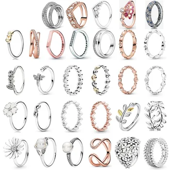 

PDB JZ 10 Original Brand 100% 925 sterling silver ring with sparkling logo original design sun flower retro multi wrap ring