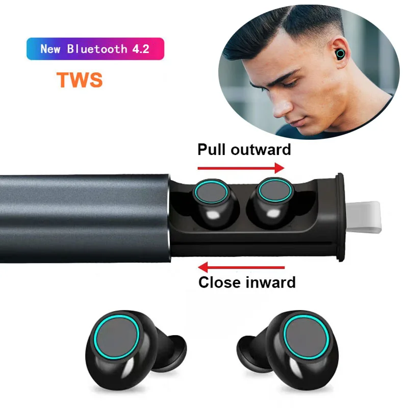 

New S5 TWS Bluetooth V4.2 Earphone Stereo Music IPX5 Waterproof True Wireless Earbuds with Charging Box 600mAh For Xiaomi Iphone