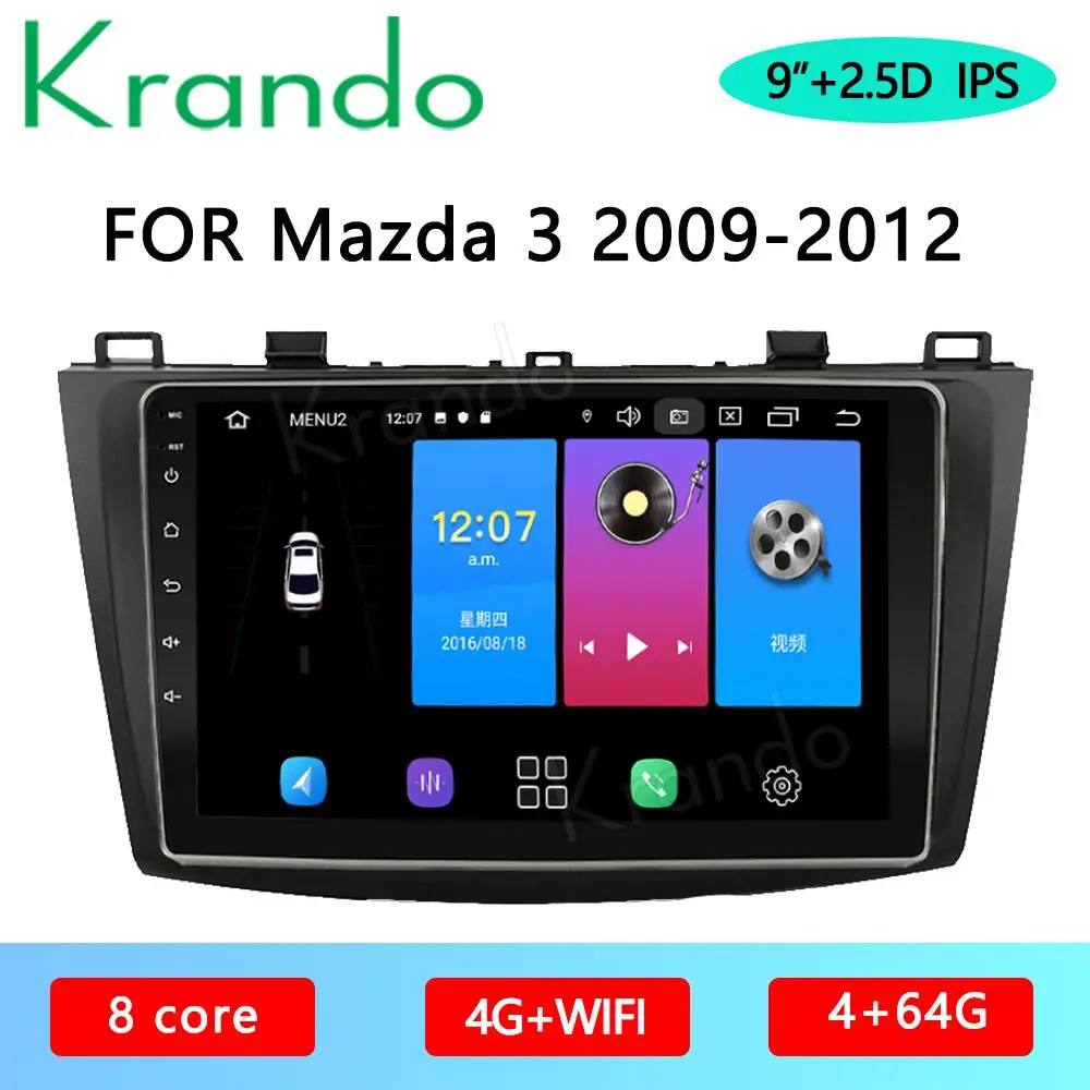 Автомобильный радиоплеер Krando Android 9. 0 9 дюймов для Mazda 3 10 2009 Gps навигация