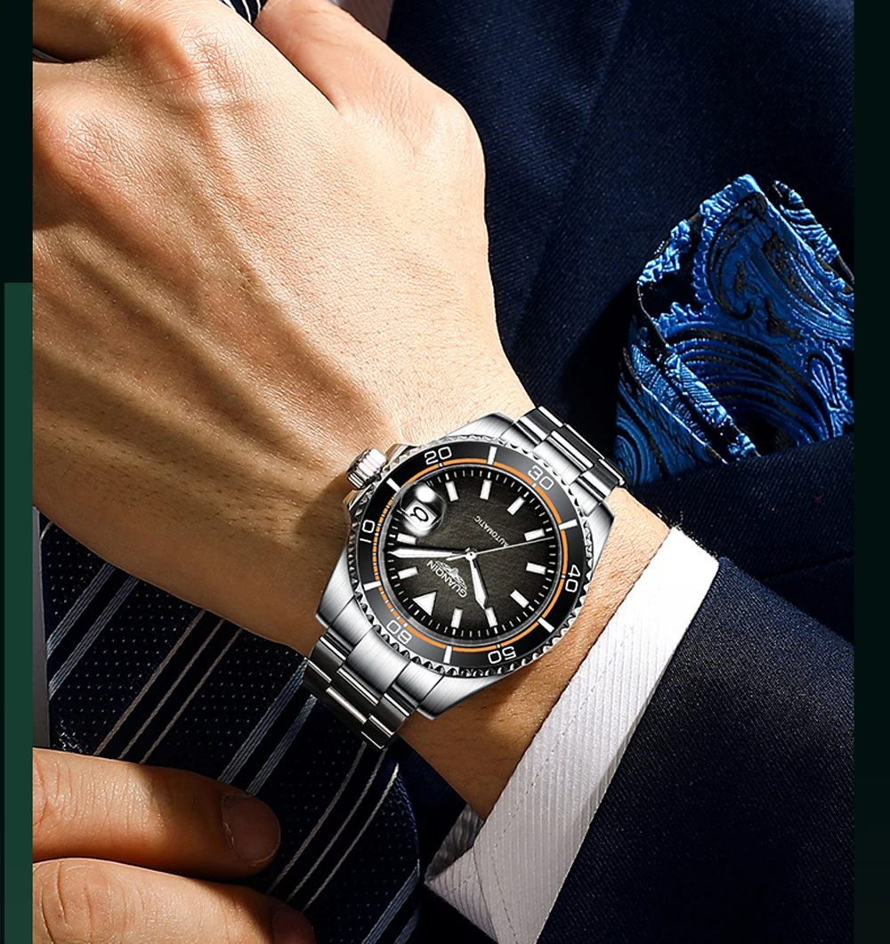 2022 New GUANQIN Men Mechanical Watches Automatic Wristwatch for men Luxury Business Clock Japan NH35A 10Bar Luminous Waterproof