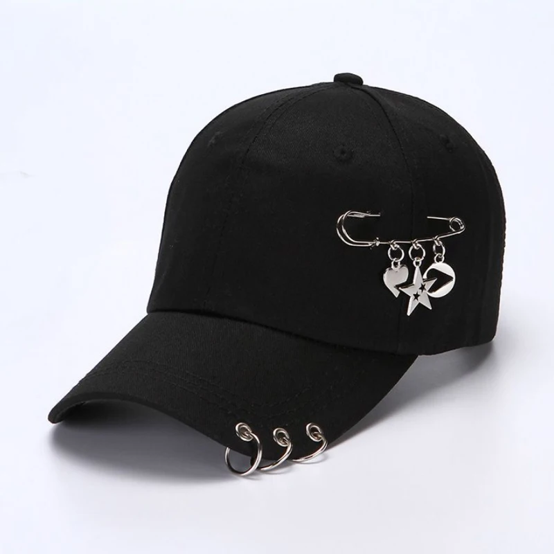 Summer New Snapback Men Women Fashion Chain Live the Wings Tour Hat Bangtan Boys Ring Adjustable Baseball Cap Garros Hat - Color: Black