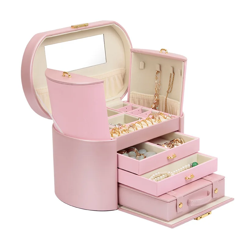European Jewelry Box with Lock Wooden Watch Storage Large Bag Gift Multi-Layer Makeup Organizer | Дом и сад