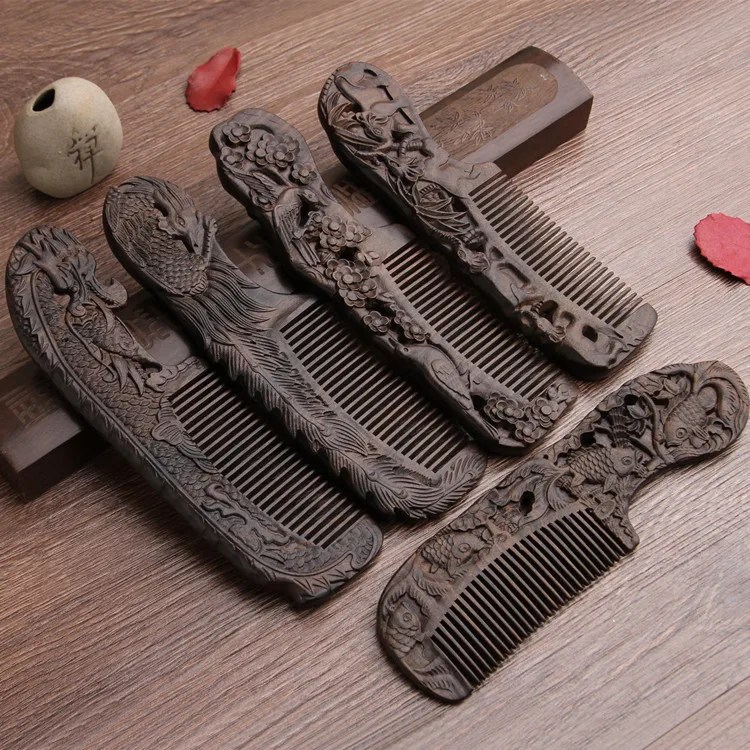 

Five types of double side carved sandalwood comb antistatic gift comb decorations for home christmas decor home decor