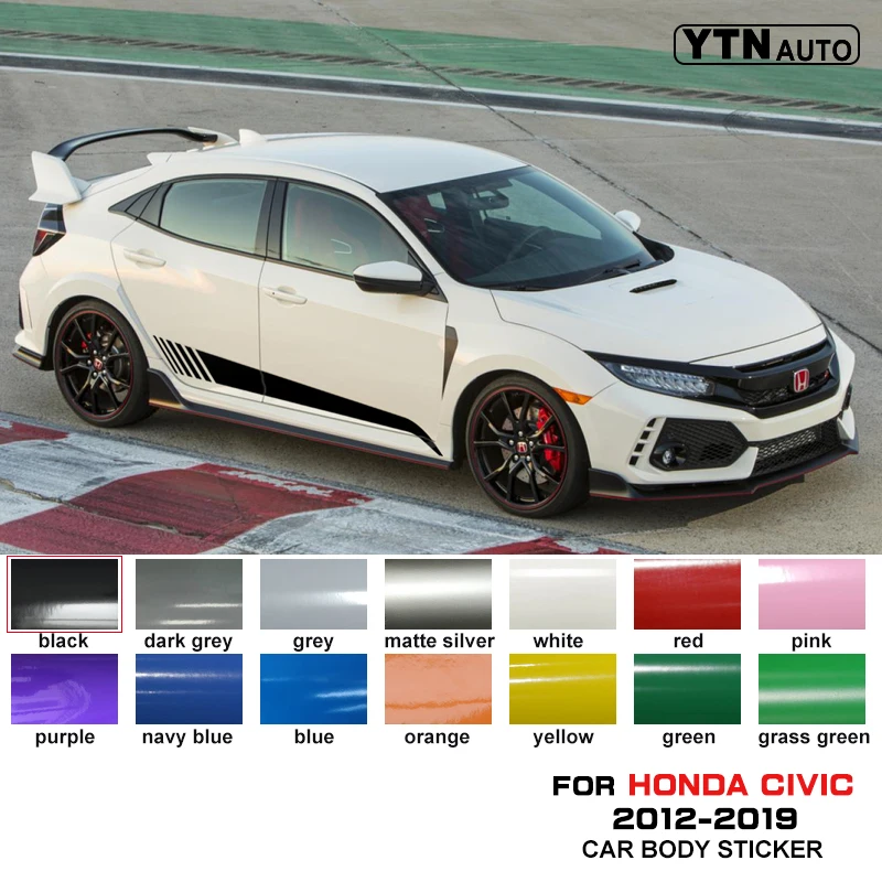 

Fit For HONDA CIVIC 2012-2019 Car Sticker Side Door Racing Styling Stripe Graphic Vinyl Modified Decorative Car Decals Customize