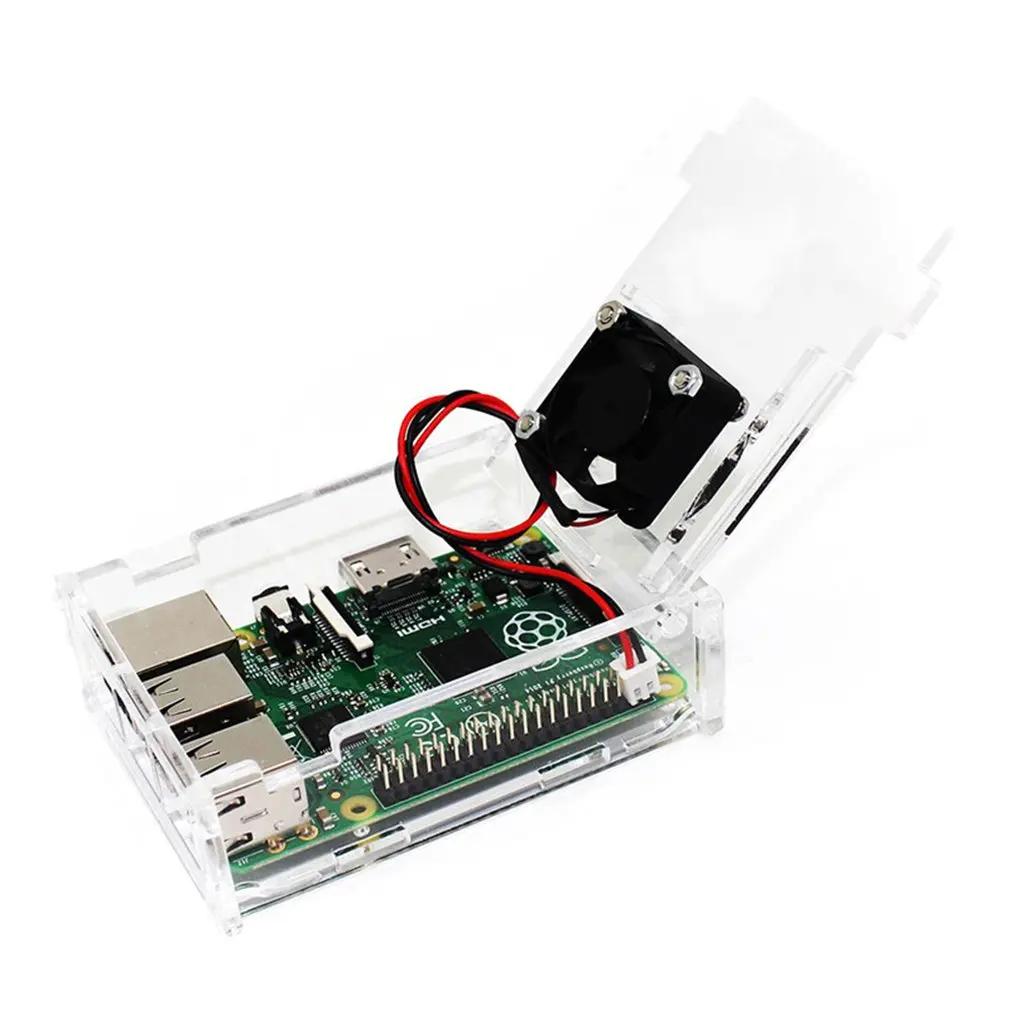 Корпус Raspberry Pi с вентилятором 2/3 поколение Raspberry Pi Модель 3b+ акриловая сборка шасси коробка