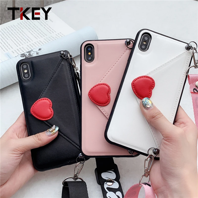 Tkey Роскошная кнопка в форме сердца из мягкого силикона с ремешком Kickstand для iPhone 12MN