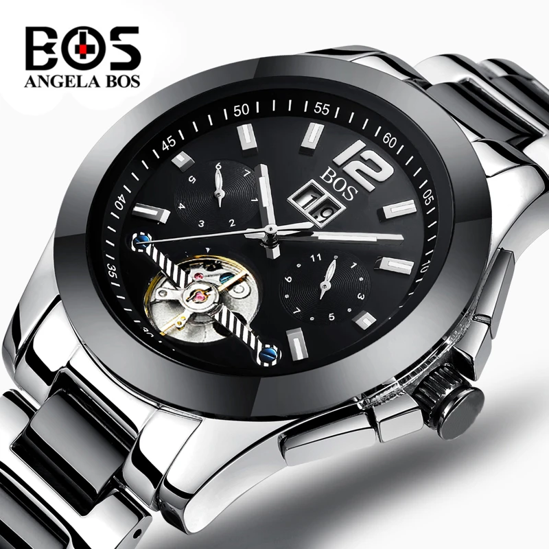 

Relogio Masculino ANGELA BOS Tourbillon Mechanical Watch Men Waterproof Sapphire Military Automatic Wrist Watch Clock Man Saat