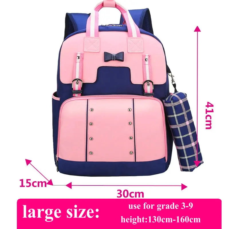 large pink Рюкзак школьный рюкзак для детей в британском стиле колледжа школьные рюкзаки для девочек сетчатый Детский рюкзак портфель для девочек Детская сумка для девочек - Цвет: large pink