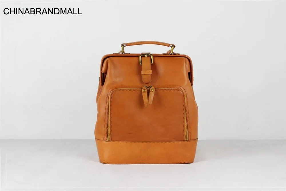 

Genuine leather calf skin women vintage solid backpack handmade bag